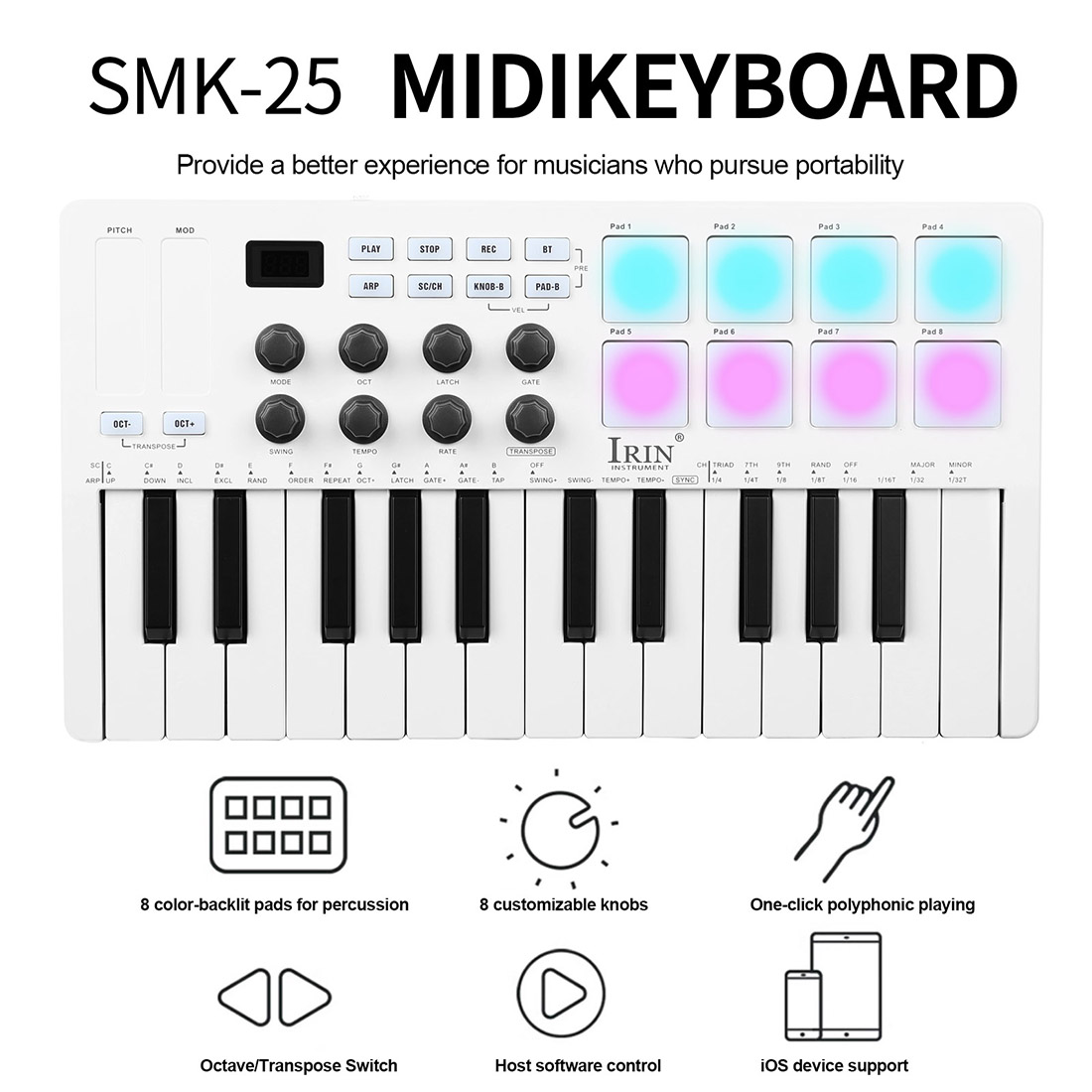 SMK-25 Teclado Portátil, Contr - Midi Controller Pad reseña y precio